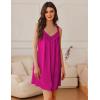 imageEkouaer Womens Satin Silk Nightgown V Neck Sexy Nightdress Tank Sleeveless Sleepshirt Lace Sleep Dress Nightwear SXXXLRose Red