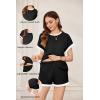 imageEkouaer Womens Waffle Knit Maternity Pajamas 2 Piece Outfits Short Sleeve Tops and Shorts Loungewear Set Pregnancy ClothesBlack