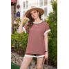 imageEkouaer Womens Waffle Knit Maternity Pajamas 2 Piece Outfits Short Sleeve Tops and Shorts Loungewear Set Pregnancy ClothesBurgundy