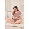 imageEkouaer Womens Waffle Knit Maternity Pajamas 2 Piece Outfits Short Sleeve Tops and Shorts Loungewear Set Pregnancy ClothesDirty Pink