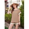 imageEkouaer Womens Waffle Knit Maternity Pajamas 2 Piece Outfits Short Sleeve Tops and Shorts Loungewear Set Pregnancy ClothesLight Khaki