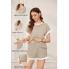 imageEkouaer Womens Waffle Knit Maternity Pajamas 2 Piece Outfits Short Sleeve Tops and Shorts Loungewear Set Pregnancy ClothesNude