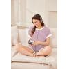 imageEkouaer Womens Waffle Knit Maternity Pajamas 2 Piece Outfits Short Sleeve Tops and Shorts Loungewear Set Pregnancy ClothesPink Print