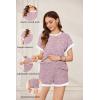 imageEkouaer Womens Waffle Knit Maternity Pajamas 2 Piece Outfits Short Sleeve Tops and Shorts Loungewear Set Pregnancy ClothesPink Print