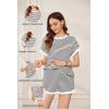 imageEkouaer Womens Waffle Knit Maternity Pajamas 2 Piece Outfits Short Sleeve Tops and Shorts Loungewear Set Pregnancy ClothesWhite Stripes