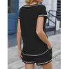 imageEkouaer Womens Waffle Knit Short Sets Short Sleeve Lounge Set V Neck Top and Shorts Pajamas Casual Outfits with PocketsBlack