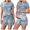 imageEkoauer Women 2 Piece Maternity Pajamas Set Lightweight Pregnancy Outfit Ribbed Knit Postpartum Loungewear Set with PocketTiedye Gray
