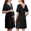 imageEkouaer Labor and Delivery Gown for Hospital Short Sleeve Maternity Nursing Dress Nightgown with Button SXXLBlack