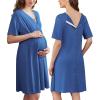 imageEkouaer Labor and Delivery Gown for Hospital Short Sleeve Maternity Nursing Dress Nightgown with Button SXXLGrey Blue