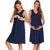 imageEkouaer Maternity Nursing Dress Nightgown Labor and Delivery Gown Sleeveless Pregnancy Breastfeeding DressesNavy Blue