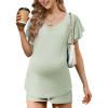 imageEkouaer Maternity Sets 2 Piece Outfits Flowing Short Sleeve V Neck Postpartum Pregnancy Pajamas ClothesSage Green