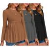 imageEkouaer Maternity Shirts 3 Packs Pleated Long Sleeve Tops Tunic Casual Pregnancy ClothesBlackBrownGrey
