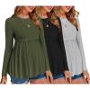 imageEkouaer Maternity Shirts 3 Packs Pleated Long Sleeve Tops Tunic Casual Pregnancy ClothesBlackGreenLight Grey