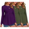 imageEkouaer Maternity Shirts 3 Packs Pleated Long Sleeve Tops Tunic Casual Pregnancy ClothesGreenGreenPurple