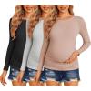 imageEkouaer Maternity Shirts 3 Packs Women Long Sleeve Pregnancy Tee Tops Tunic Blouse Ribbed Side Ruched Mama Clothes SXXLBlackDirty PinkGrey