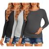 imageEkouaer Maternity Shirts 3 Packs Women Long Sleeve Pregnancy Tee Tops Tunic Blouse Ribbed Side Ruched Mama Clothes SXXLBlackGreyDark Grey