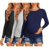 imageEkouaer Maternity Shirts 3 Packs Women Long Sleeve Pregnancy Tee Tops Tunic Blouse Ribbed Side Ruched Mama Clothes SXXLBlackGreyNavy Blue