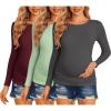 imageEkouaer Maternity Shirts 3 Packs Women Long Sleeve Pregnancy Tee Tops Tunic Blouse Ribbed Side Ruched Mama Clothes SXXLWine RedLight GreenDark Grey