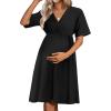 imageEkouaer Nursing Nightgown 3 in 1 LaborDeliveryHospital Gown Maternity Dress Ribbed Knit Breastfeeding Sleepwear SXXLBlack