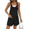 imageEkouaer Rompers for Women 2025 Fashion Ribbed Knit Jumpsuit Scoop Neck Loose Outfit Wide Leg Summer One Piece ShortallsBlack