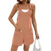 imageEkouaer Rompers for Women 2025 Fashion Ribbed Knit Jumpsuit Scoop Neck Loose Outfit Wide Leg Summer One Piece ShortallsKhaki