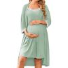 imageEkouaer Women Lace Maternity Nursing Gown and 34 Sleeve Robe Set Double Layer Breastfeeding Nightgown Slip Dress ampamp BathrobeLight Green