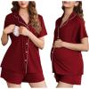imageEkouaer Womens Maternity Nursing Pajama Sets Button Down Postpartum Pajamas Short Sleeve Breastfeeding ClothesWine Red