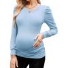 imageEkouaer Womens Maternity Shirts Long Sleeve Pregnancy Tops Basic Ribbed Knit Pregnant BlousesBlue