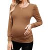imageEkouaer Womens Maternity Shirts Long Sleeve Pregnancy Tops Basic Ribbed Knit Pregnant BlousesBrown