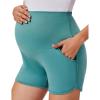 imageEkouaer Womens Maternity Shorts Over The Belly Pregnancy Lounge Summer Workout Running Pajama Sleep Short with Pockets SXXLGreen