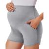 imageEkouaer Womens Maternity Shorts Over The Belly Pregnancy Lounge Summer Workout Running Pajama Sleep Short with Pockets SXXLLighy Grey
