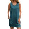 imageEkouaer Womens Nightgown Sleeveless Nightgowns for Women with Pocekts Tank Dress Crew Neck Sleepwear SXXLBlue Green