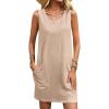 imageEkouaer Womens Nightgown Sleeveless Nightgowns for Women with Pocekts Tank Dress Crew Neck Sleepwear SXXLChampagne
