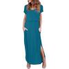 imageEkouaer Womens Nursing Dress Summer V Neck Short Sleeve Maternity Split Long Dresses for Breastfeeding with Pockets SXXLTeal