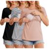 3pcs Black / Dirty Pink / White Stripe