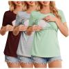 3pcs Burgundy Red / Light Green / Grey Stripe