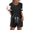 imageEkouaer Womens Pajama Sets Short Sleeve Short Sets 2 Piece Sleepwear Soft Lounge Sets with PocketSXXLBlack