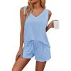 imageEkouaer Womens Pajamas Set Soft Comfy Sleeveless Sleepwear Tank and Shorts Pj Set Summer 2 Piece LoungewearSXXLLight Blue