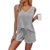 imageEkouaer Womens Pajamas Set Soft Comfy Sleeveless Sleepwear Tank and Shorts Pj Set Summer 2 Piece LoungewearSXXLLight Grey