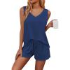imageEkouaer Womens Pajamas Set Soft Comfy Sleeveless Sleepwear Tank and Shorts Pj Set Summer 2 Piece LoungewearSXXLNavy Blue