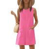 imageEkouaer Womens Romper Summer Sleeveless Jumpsuit Casual Short Overalls with Pocket 2025Deep Pink