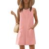 imageEkouaer Womens Romper Summer Sleeveless Jumpsuit Casual Short Overalls with Pocket 2025Pink