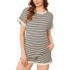 imageEkouaer Womens Waffle Knit Maternity Pajamas 2 Piece Outfits Short Sleeve Tops and Shorts Loungewear Set Pregnancy ClothesBeige Stripes