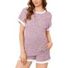 imageEkouaer Womens Waffle Knit Maternity Pajamas 2 Piece Outfits Short Sleeve Tops and Shorts Loungewear Set Pregnancy ClothesPink Print