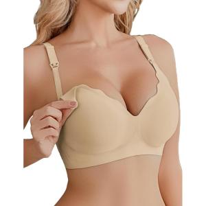 imageEkouaer Nursing Bra Wavy Breastfeeding Bras for Women Seamless Maternity Support Wireless Pregnancy Sleep BraletteMaple Sugar