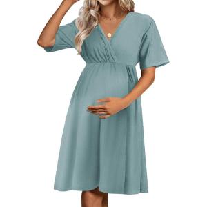 imageEkouaer Nursing Nightgown 3 in 1 LaborDeliveryHospital Gown Maternity Dress Ribbed Knit Breastfeeding Sleepwear SXXLCeladon Green