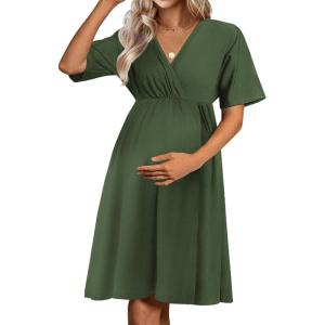 imageEkouaer Nursing Nightgown 3 in 1 LaborDeliveryHospital Gown Maternity Dress Ribbed Knit Breastfeeding Sleepwear SXXLGreen