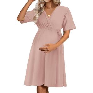 imageEkouaer Nursing Nightgown 3 in 1 LaborDeliveryHospital Gown Maternity Dress Ribbed Knit Breastfeeding Sleepwear SXXLMauve