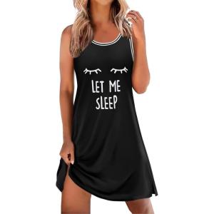 imageEkouaer Tank Nightgowns for Women Sleeveless Sleep Dress Crew Neck Sleep Shirt Comfy Pajama DressBlack Sleep