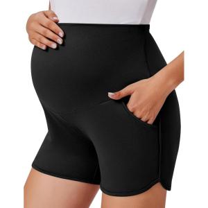 imageEkouaer Womens Maternity Shorts Over The Belly Pregnancy Lounge Summer Workout Running Pajama Sleep Short with Pockets SXXLBlack